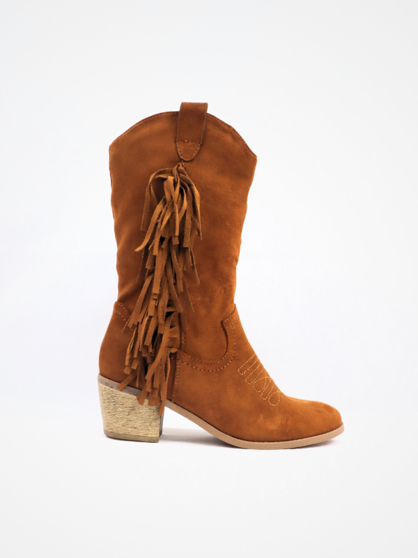 Botas de ante flecos -camel