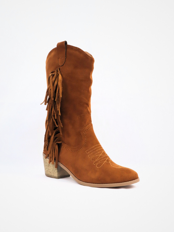 Botas de ante flecos -camel