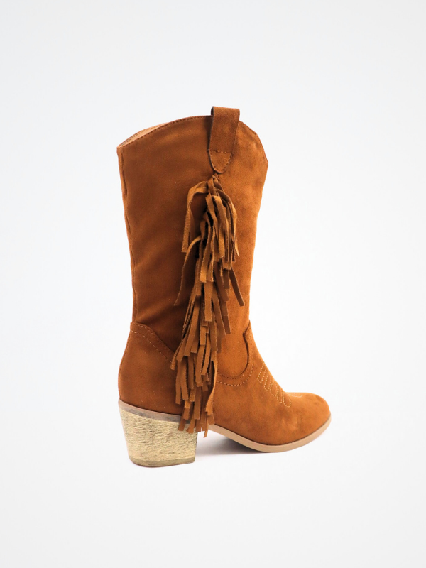 Botas de ante flecos -camel