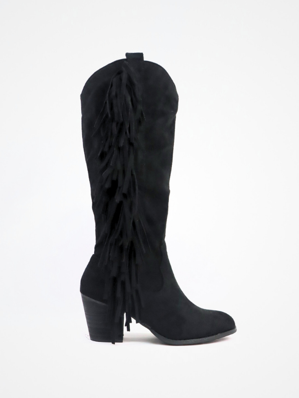 Botas de ante. fleco negra -mujer