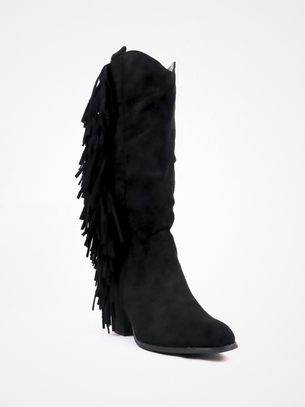 Botas de ante. fleco negra -mujer
