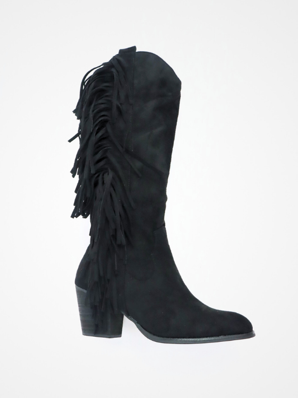 Botas de ante. fleco negra...