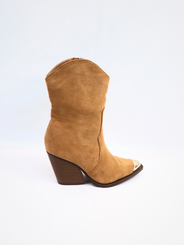 Botines cowboy punta metálica -camel
