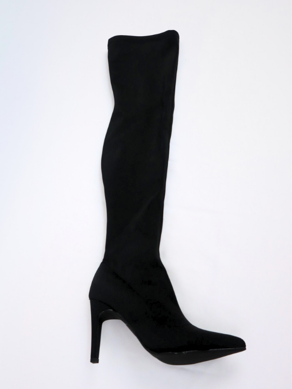 Botas alta licra elástica negra -mujer