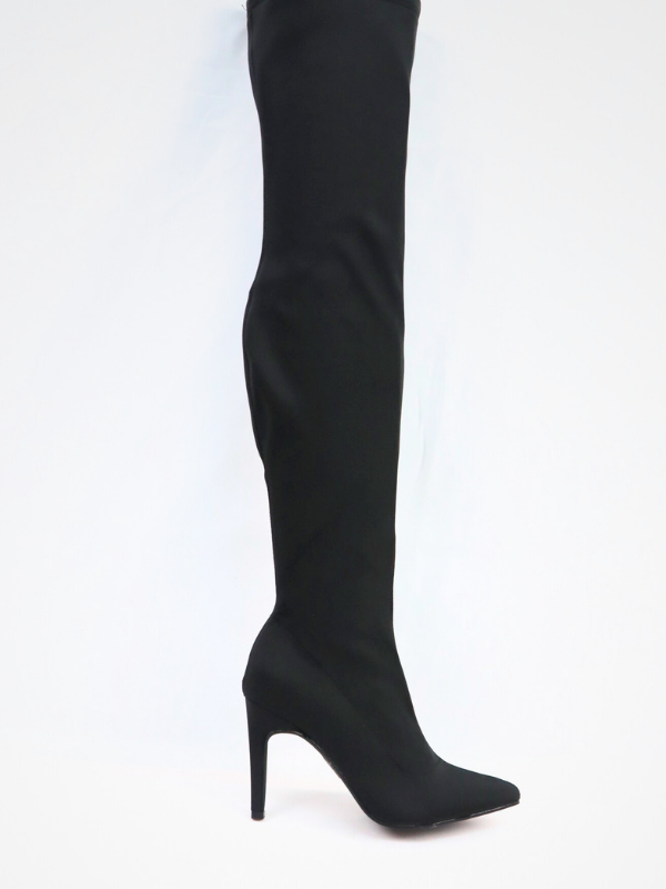 Botas alta licra elástica negra -mujer
