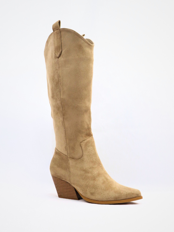 Botas estilo cowboy de ante -kaki -mujer