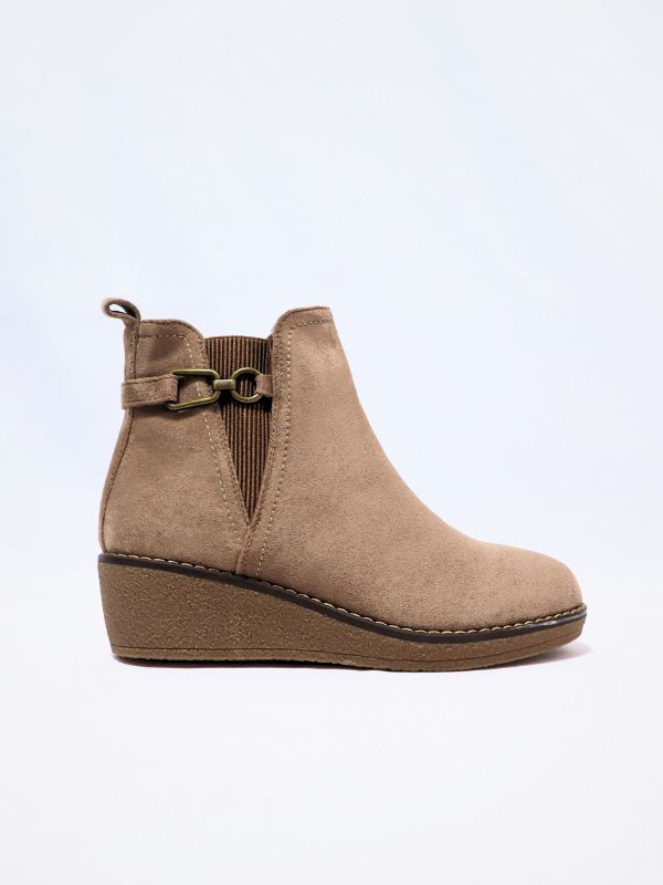 Botines cuña kaki - mujer