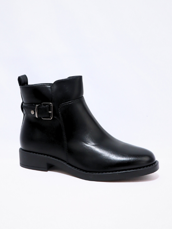 Botines bajos con hebilla negro - mujer
