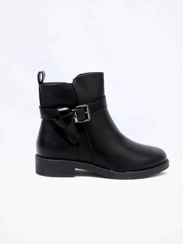 Botin motero bajos negro - mujer