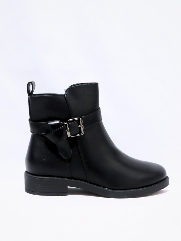 Botin motero bajos negro - mujer