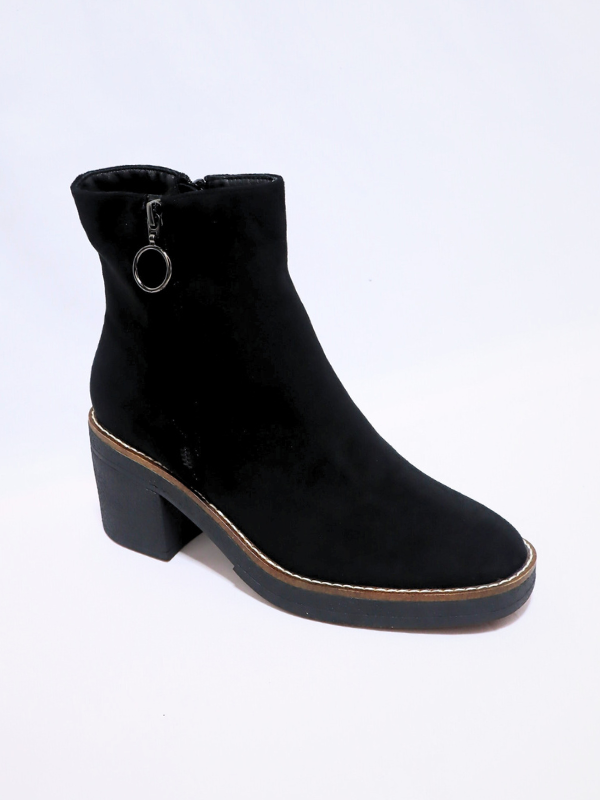 Botines tacón bajos negro - mujer