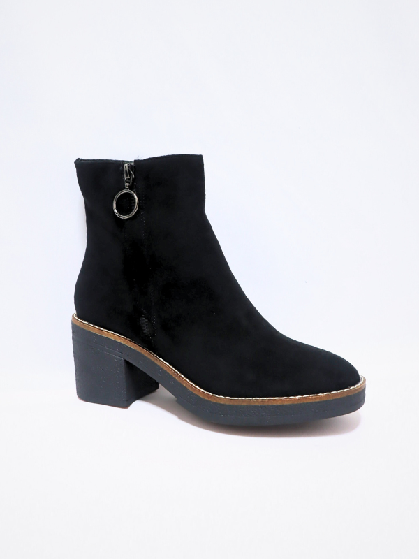 Botines tacón bajos negro - mujer