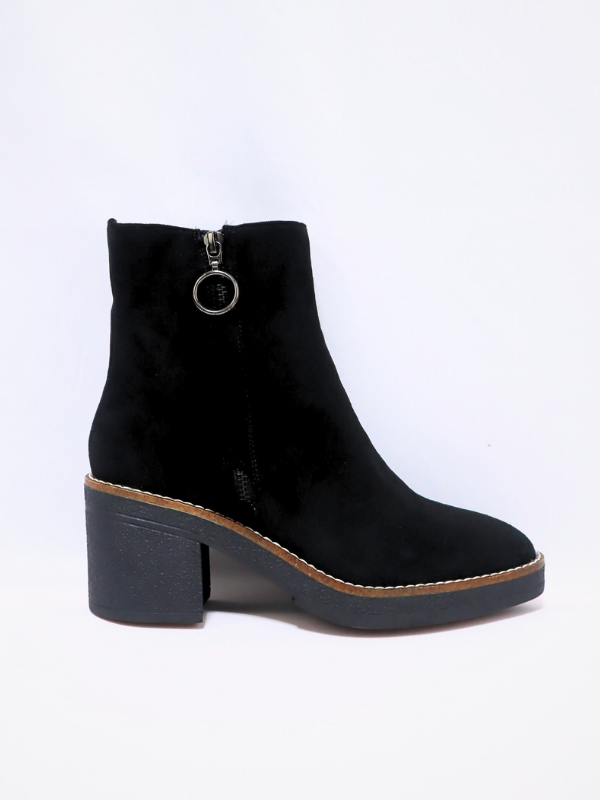 Botines tacón bajos negro - mujer