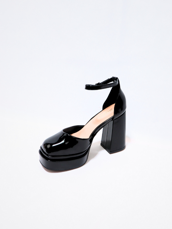Zapatos tacón - doble plataforma-charol