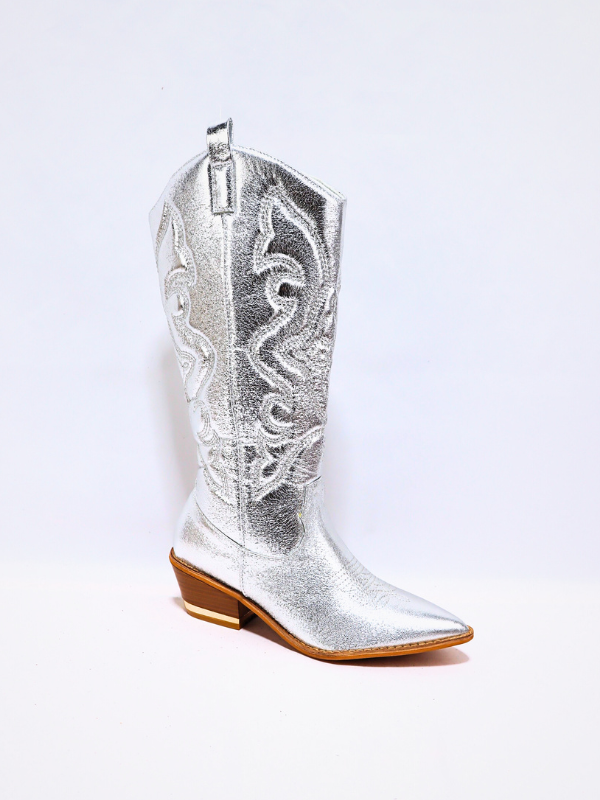 Bota cowboy - plateado