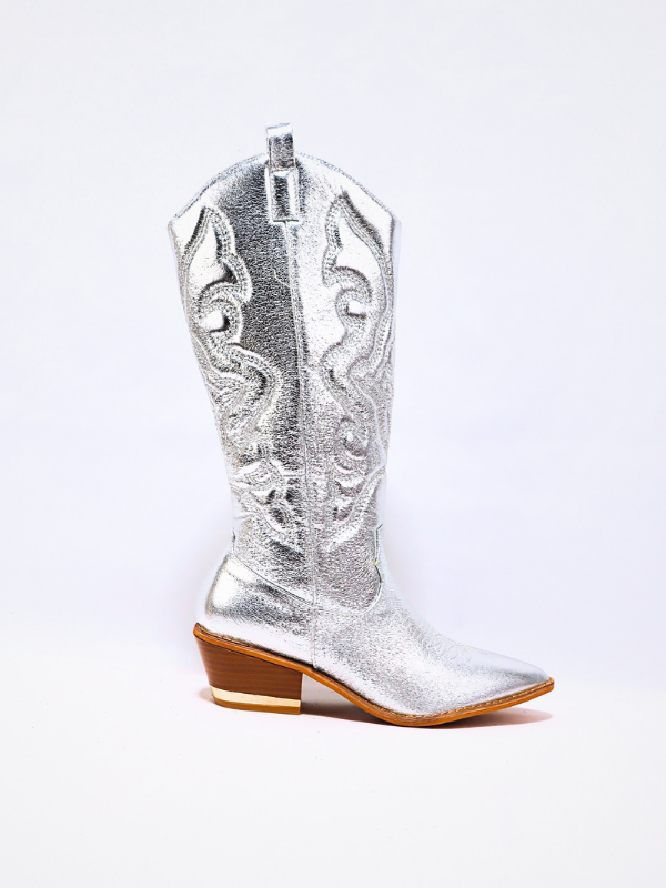 Bota cowboy - plateado
