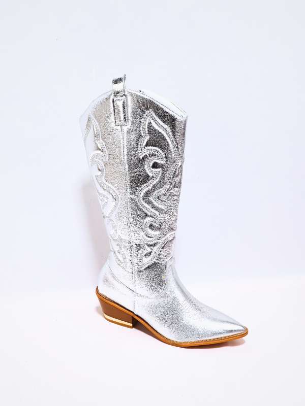 Bota cowboy - plateado