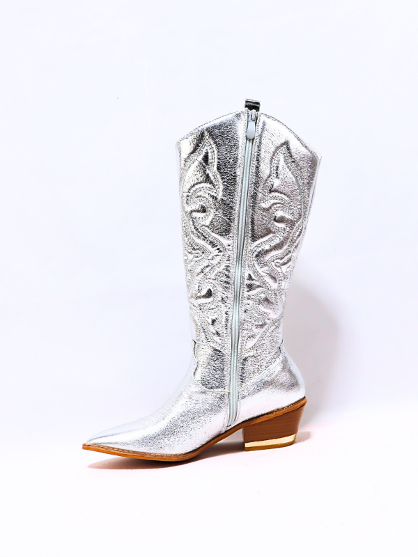 Bota cowboy - plateado