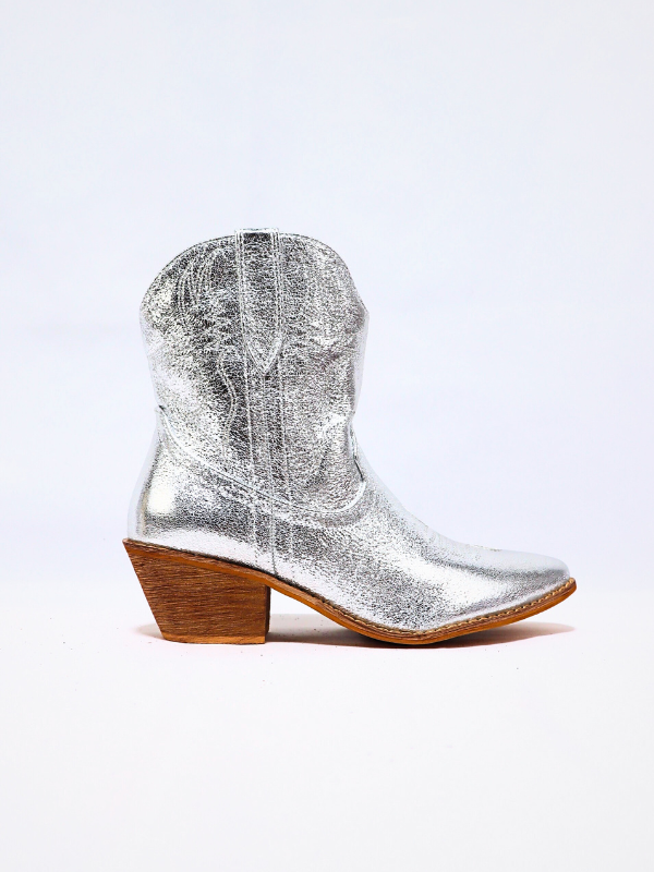 Botin cowboy - plateado