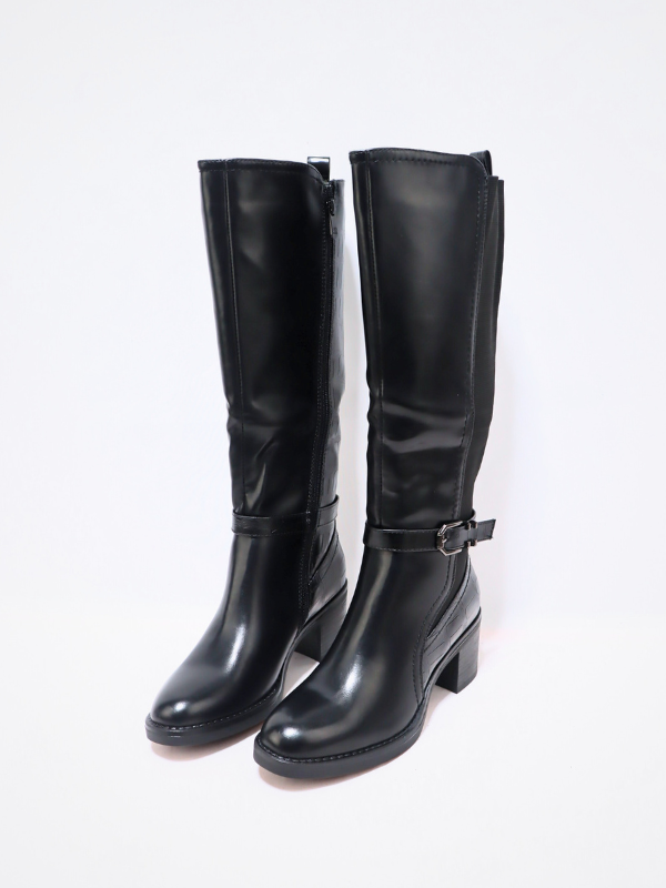 Bota caña ancha - negra 2