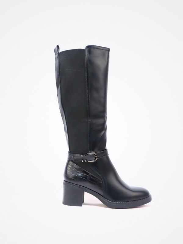 Bota caña ancha - negra