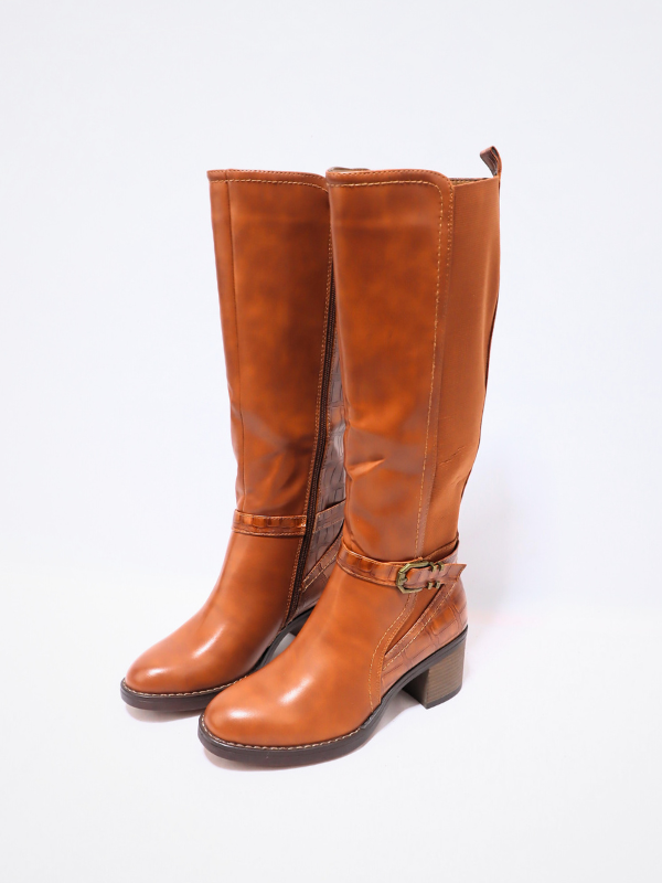 Bota caña ancha - camel 2