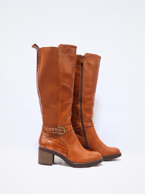 Bota caña ancha - camel