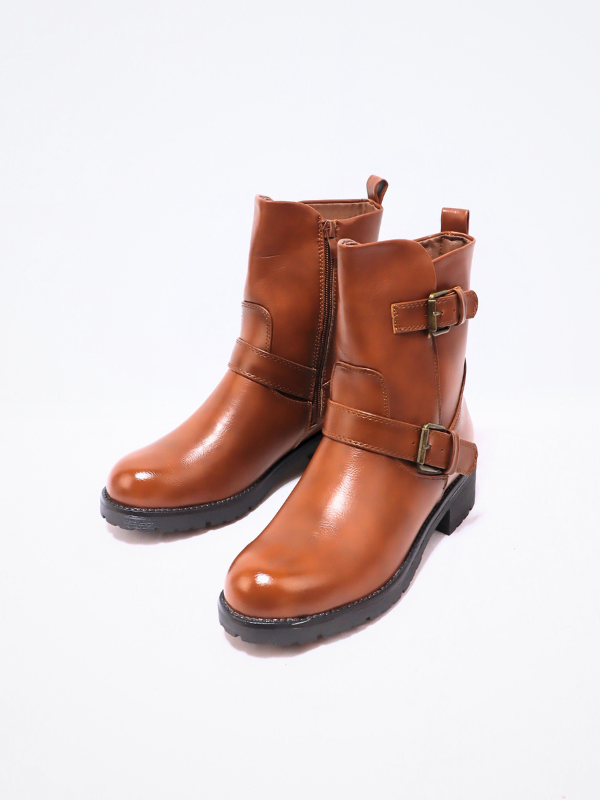 Botin con correas hebilla - camel