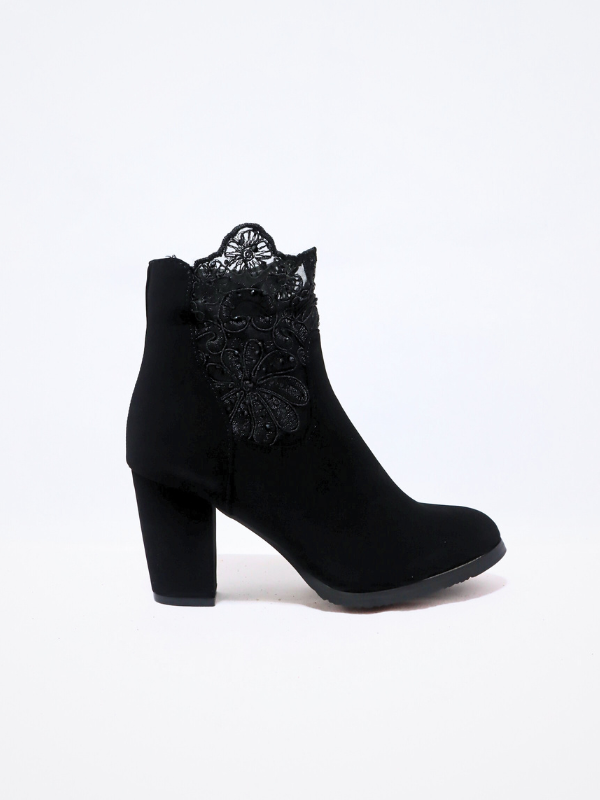 Botín tacón ancho - encaje