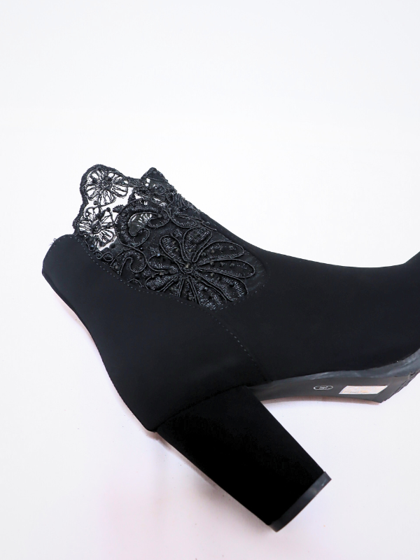 Botín tacón ancho - encaje