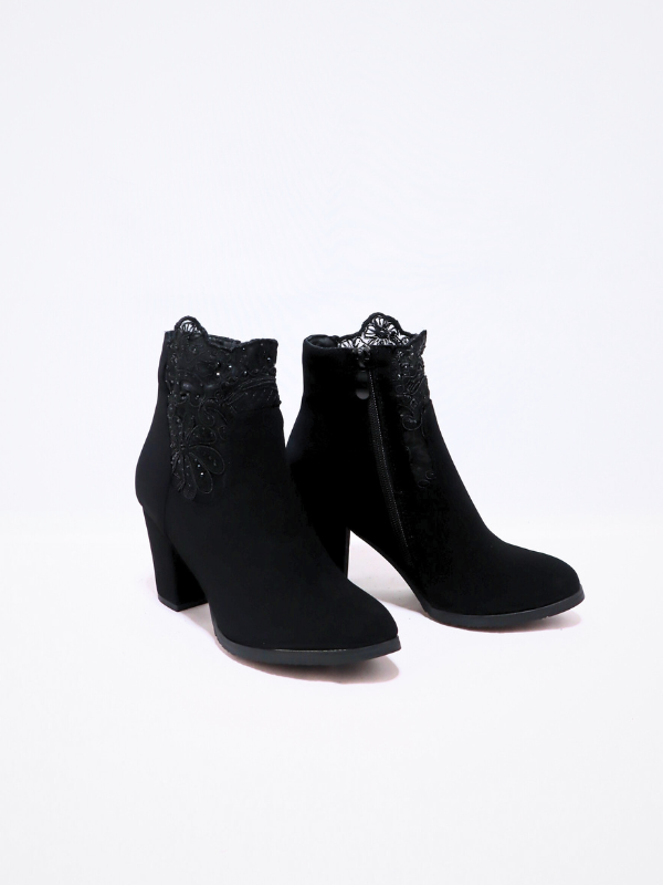 Botín tacón ancho - encaje
