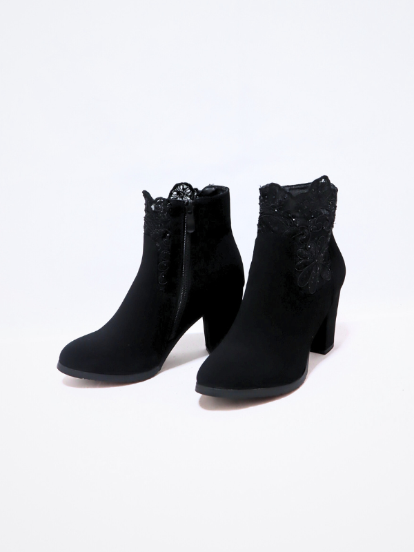 Botín tacón ancho - encaje