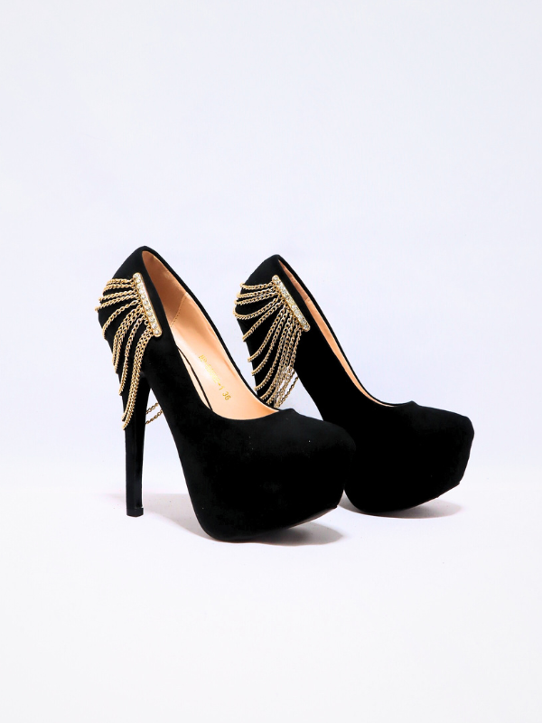 Zapato tacón con cadenas - negro