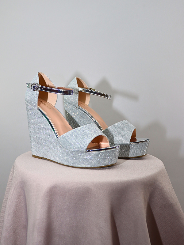 Sandalias cuña altas - plateado