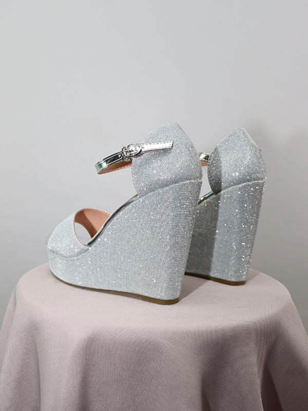 Sandalias cuña altas - plateado