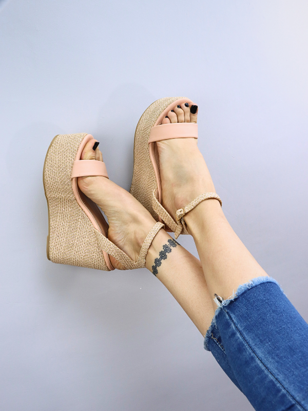 Sandalias espartos cuña alta con...