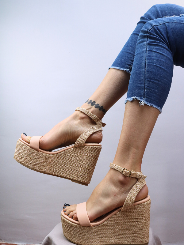 Sandalias espartos cuña alta con...