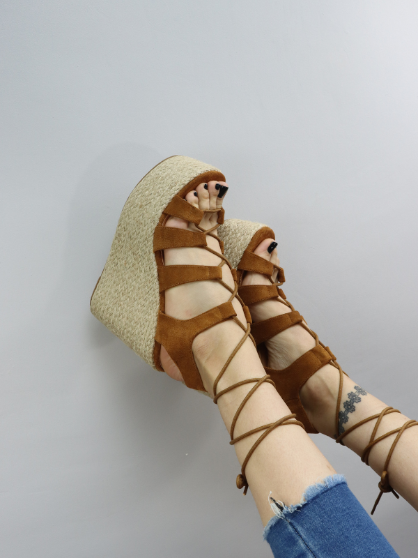 Sandalias espartos cuña alta con...