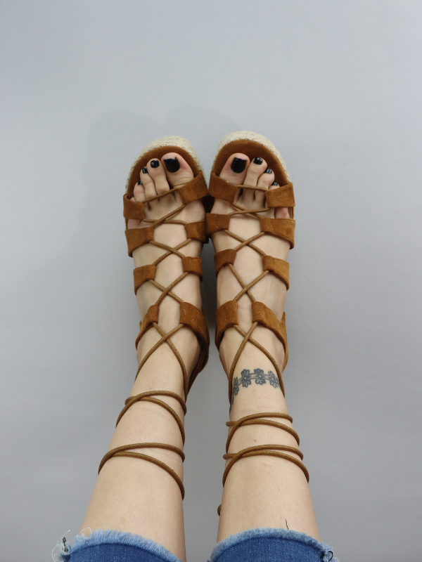 Sandalias espartos cuña alta con...