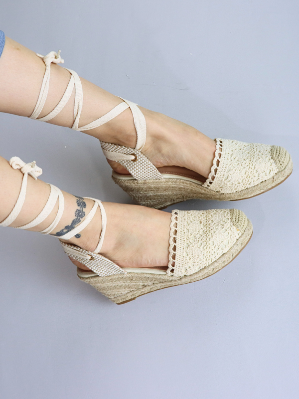 Sandalias  tiras espartos cuña con...