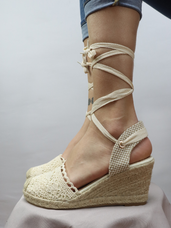 Sandalias  tiras espartos cuña con...