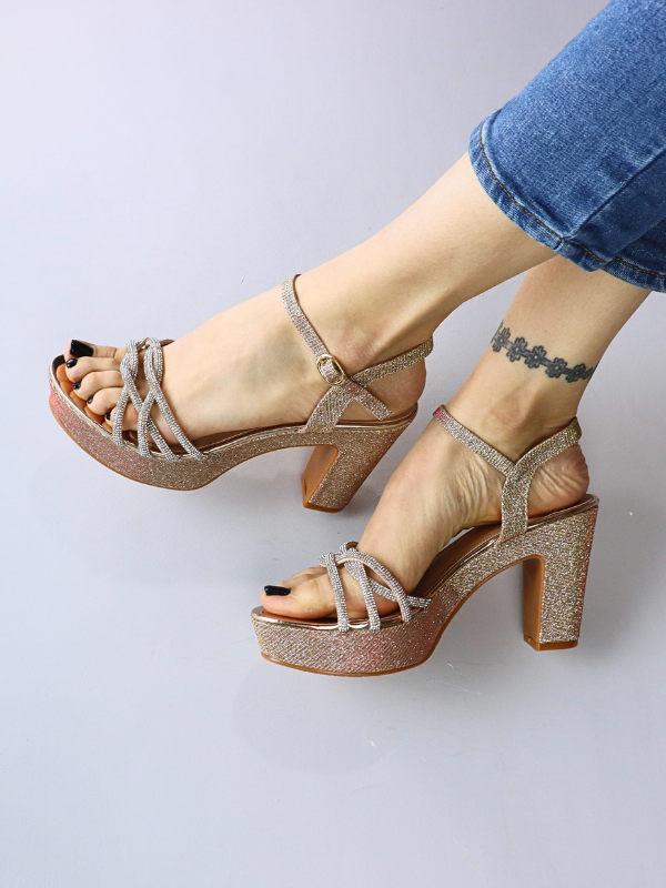 Sandalias de tacón grueso, tiras...