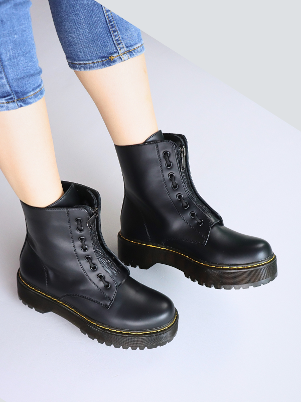 Botines con cremallera y cordón -mujer-