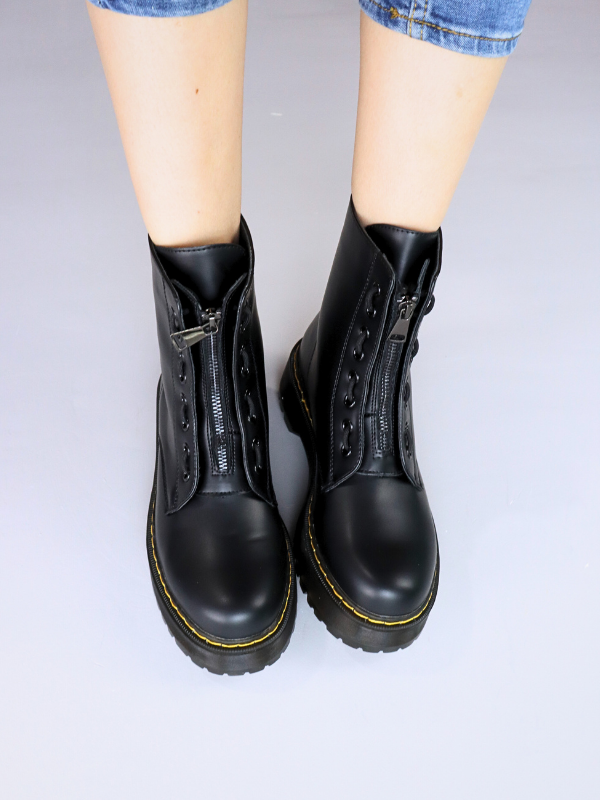 Botines con cremallera y cordón -mujer-