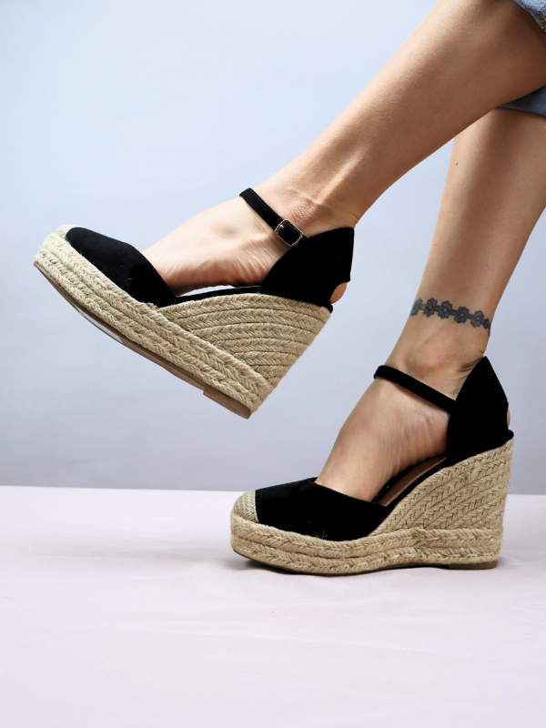 Alpargatas cuña - negro-