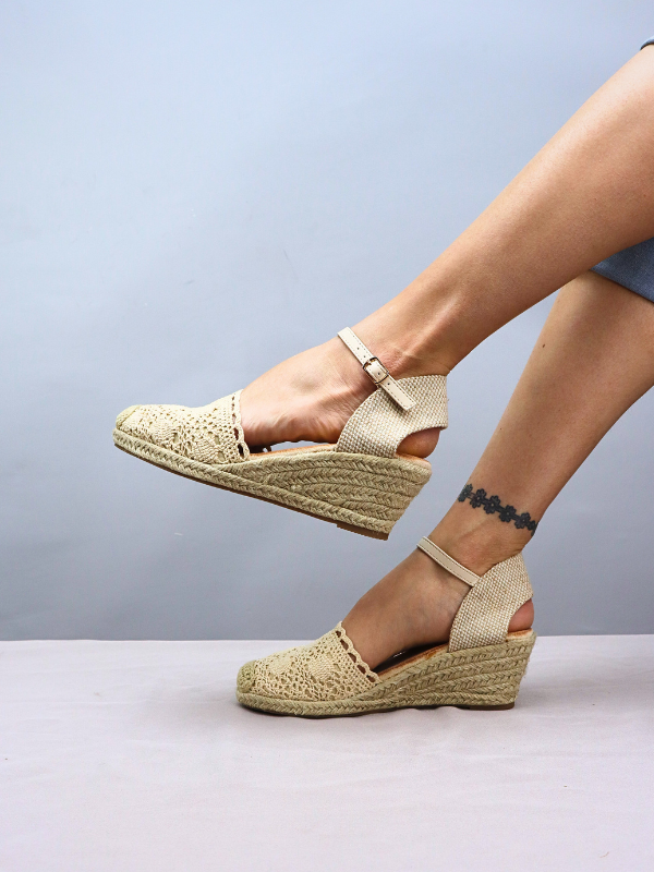 Alpargata de esparto beige cuña con...