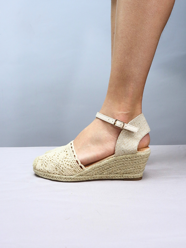 Alpargata de esparto beige cuña con...