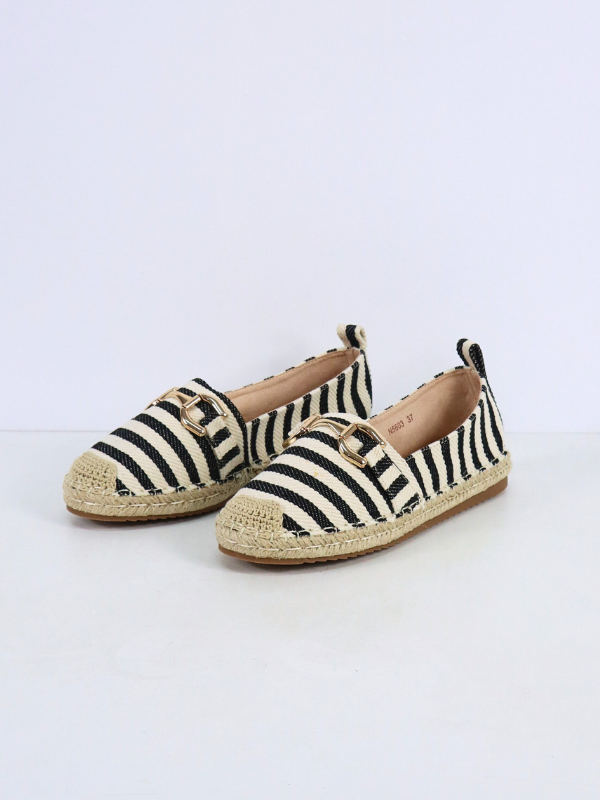 Striped espadrille - black