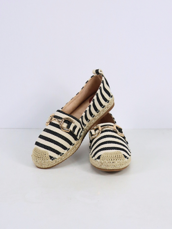 Striped espadrille - black