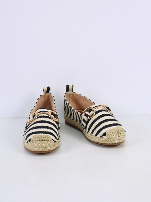 Striped espadrille - black